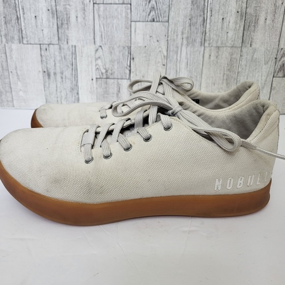 NOBULL Canvas Trainer Mens 7.5 Wmn 9 Ivory Gum Athletic Running Shoes Sneakers - Picture 1 of 8